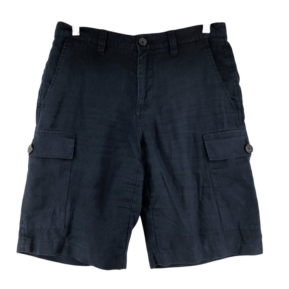 Michael Kors Mens Size 30 Cargo Shorts 10.5 in Inseam Linen Stretch Navy Blue